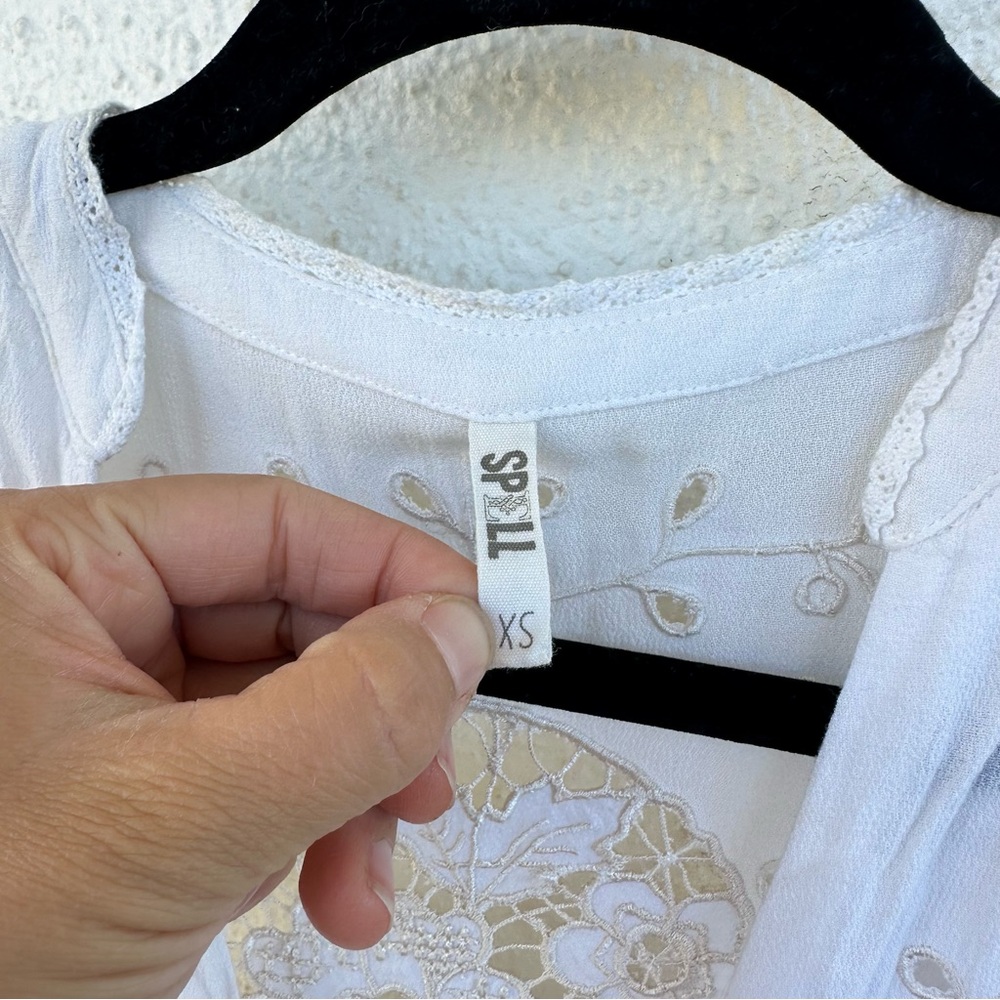 Spell White Eyelet Lace Trim Romper - Picture 5 of 9